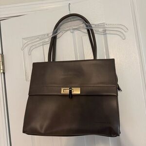 Elegant Brown Leather David Jones Paris Handbag